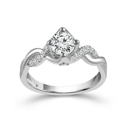 White Gold Sparkling Engagement 2.10 Carats Natural Earth Mined Diamond Ring With Accents