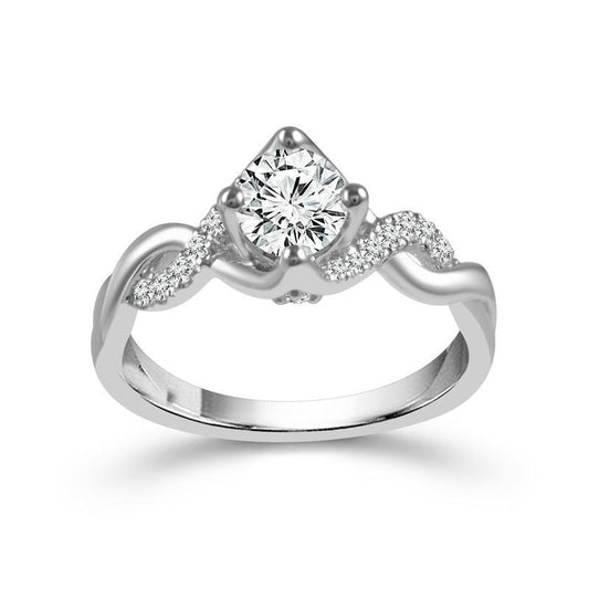 White Gold Sparkling Engagement 2.10 Carats Natural Diamond Ring With Accents
