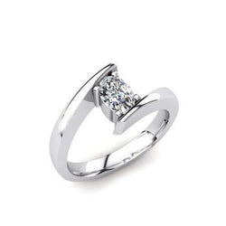 White Gold Sparkling Oval Cut Solitaire Natural Diamond Wedding Ring