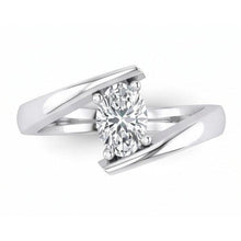 White Gold Sparkling Oval Cut Solitaire Natural Earth Mined Diamond Wedding Ring