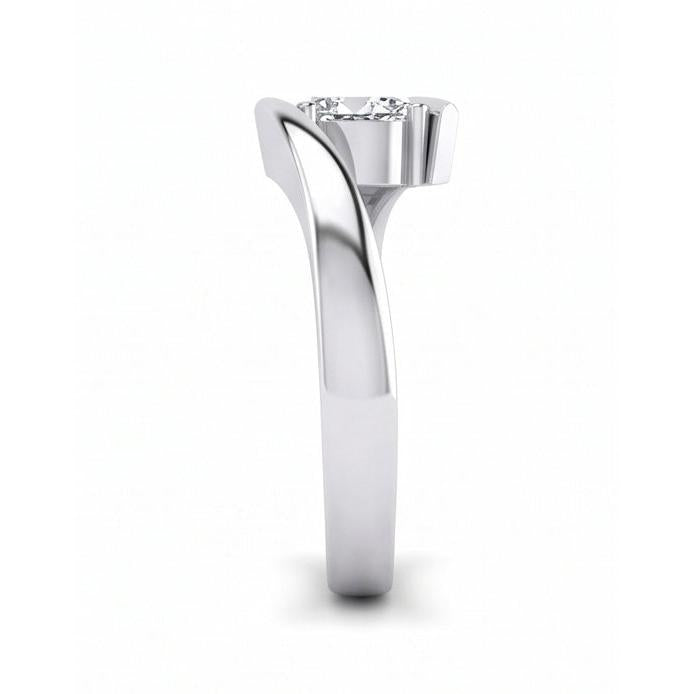 White Gold Sparkling Oval Cut Solitaire Natural Earth Mined Diamond Wedding Ring