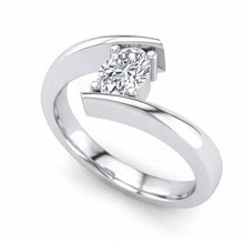 White Gold Sparkling Oval Cut Solitaire Natural Earth Mined Diamond Wedding Ring