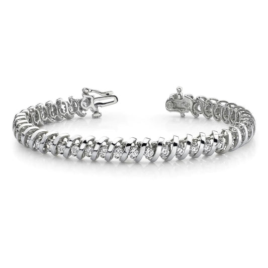 White Gold Sparkling Round Real Diamond Tennis Bracelet Fine Jewelry 10 Ct