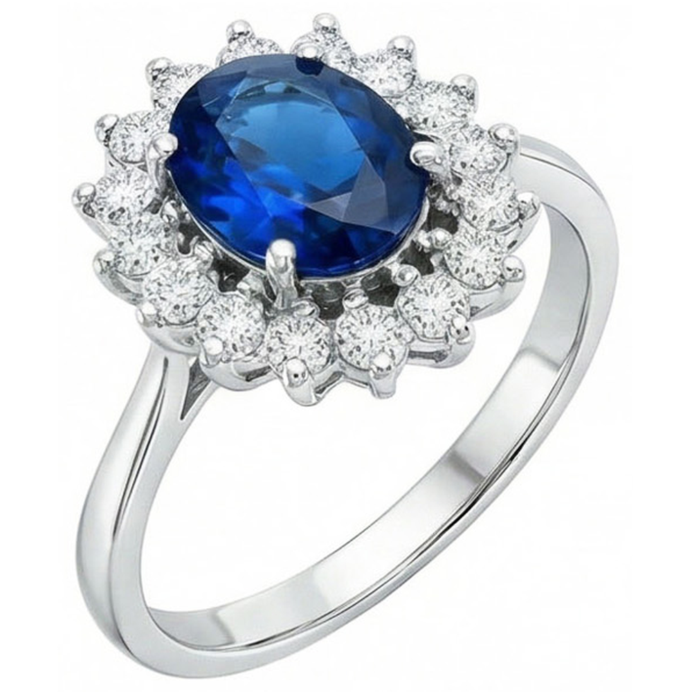 White Gold Sri Lankan Sapphire Natural Earth Mined Diamond Wedding Ring 1.70 Ct Jewellery