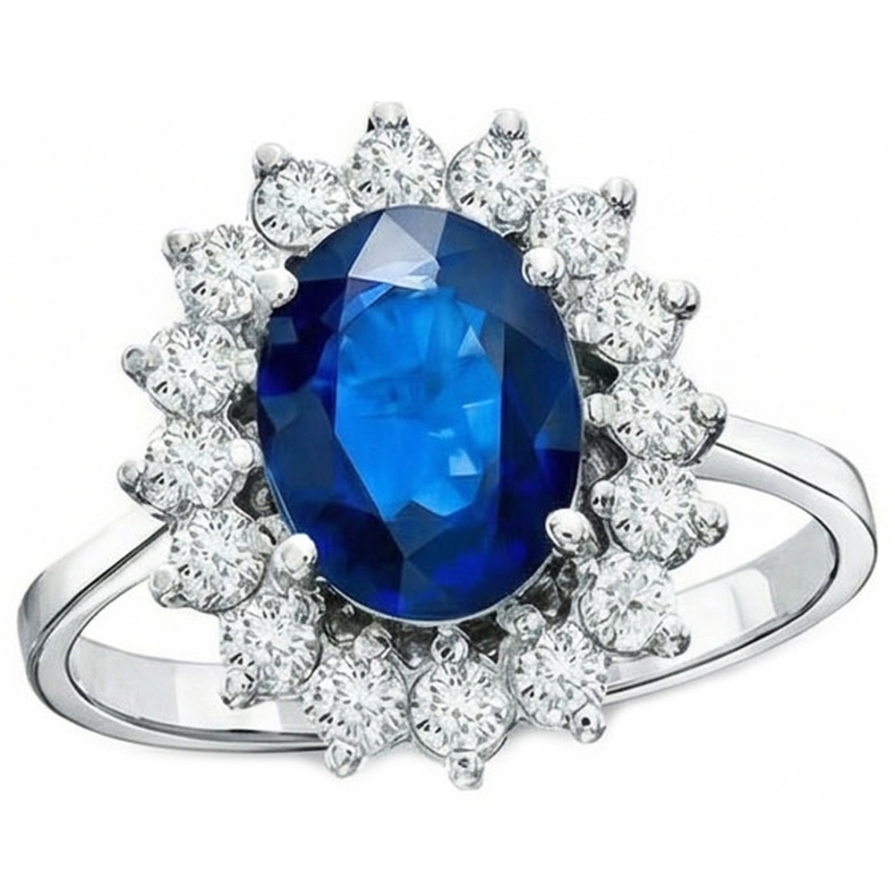 White Gold Sri Lankan Sapphire Natural Earth Mined Diamond Wedding Ring 1.70 Ct Jewellery