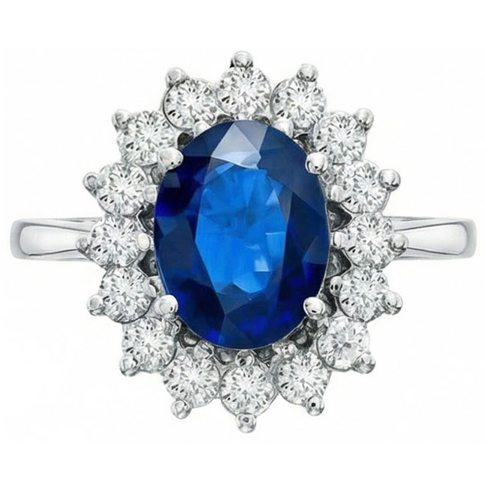White Gold Sri Lankan Sapphire Natural Earth Mined Diamond Wedding Ring 1.70 Ct Jewellery