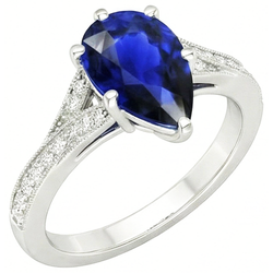 Natural Sapphire Ring 4ct - White Gold 14K