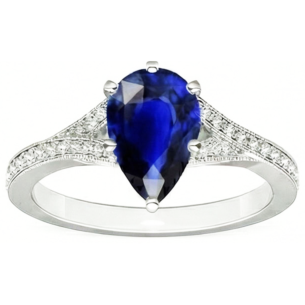natural round sapphire 4ct ring side angle