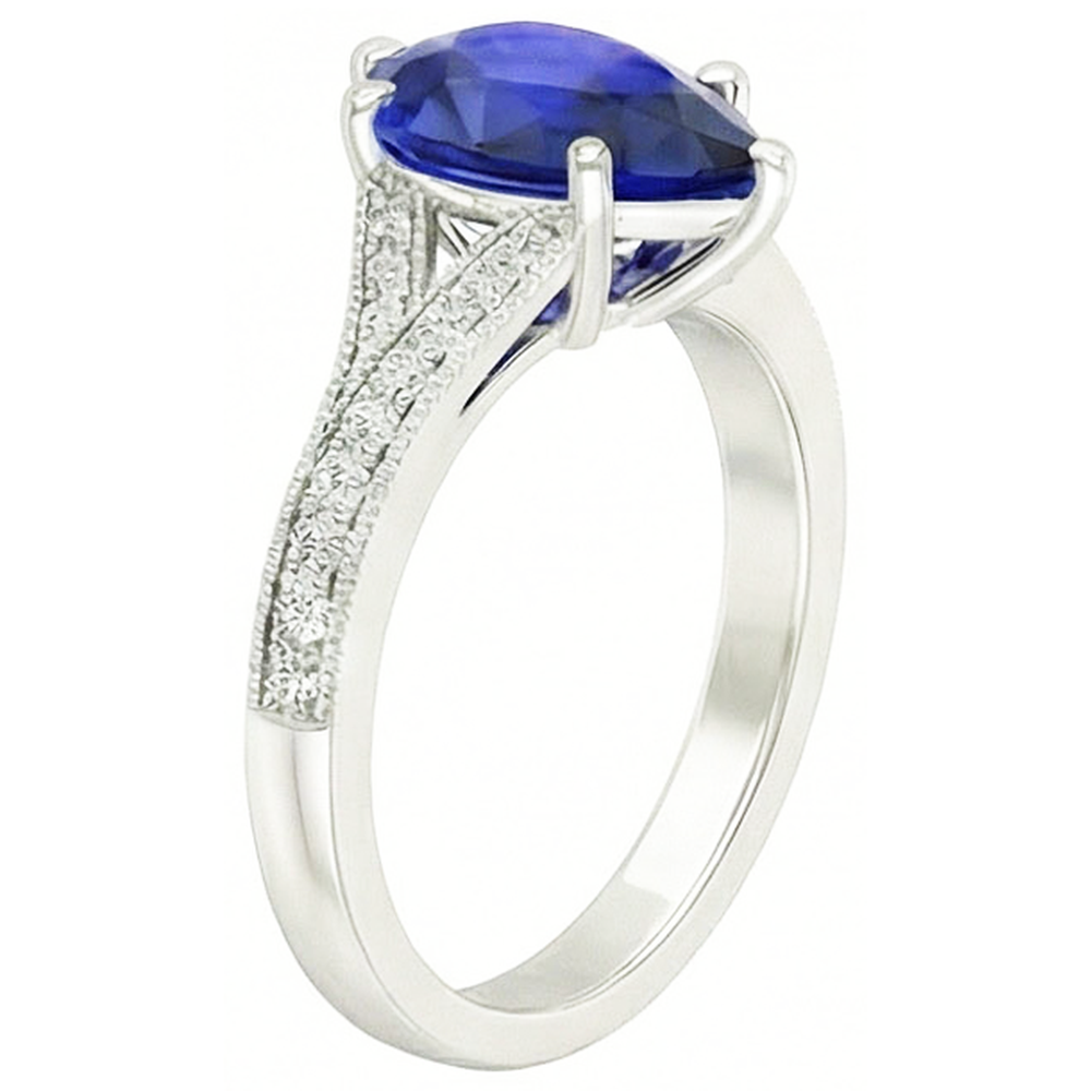 natural round sapphire 4ct ring close up detail