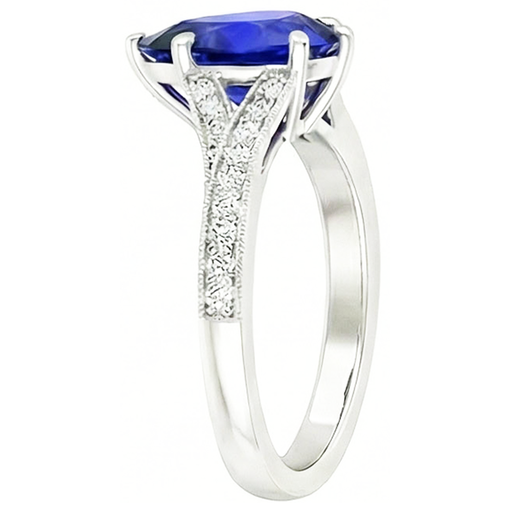 natural round sapphire 4ct ring top view