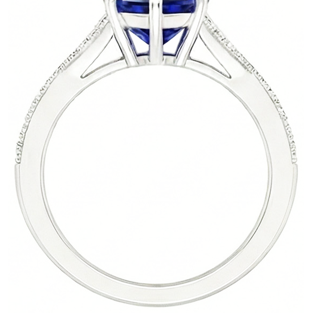 natural round sapphire 4ct ring profile view