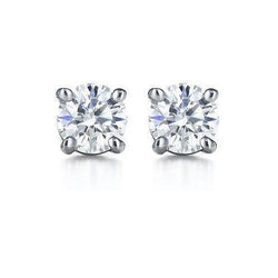 White Gold Stud Genuine Diamond Earrings 2 Carats