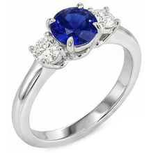 natural round sapphire 2ct ring front view