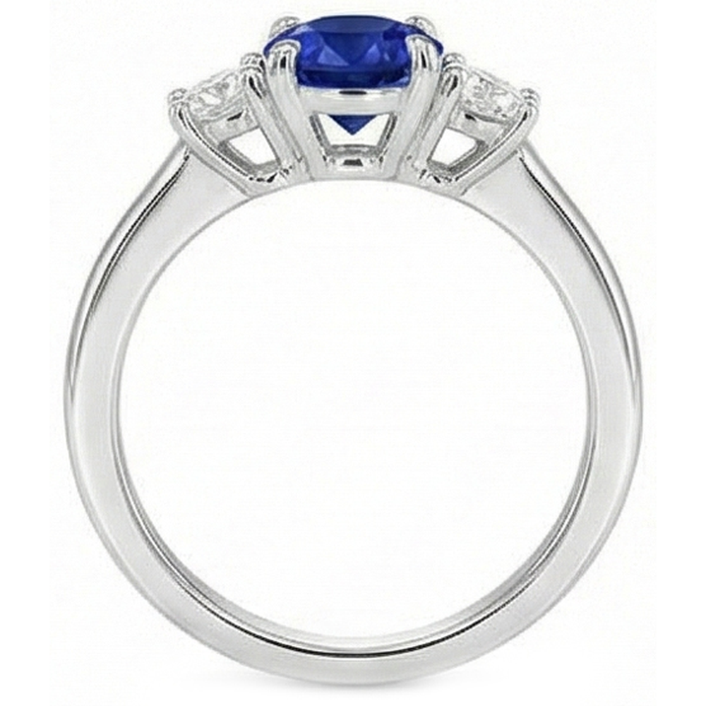 natural round sapphire 2ct ring profile view