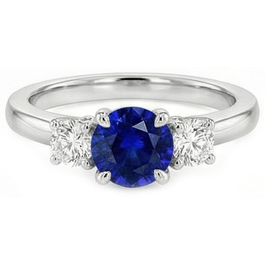 natural round sapphire 2ct ring side angle