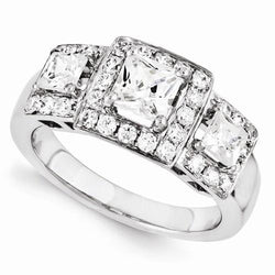 White Gold Three Stone Style Real Diamond Engagement Fancy Ring 3.50 Carats
