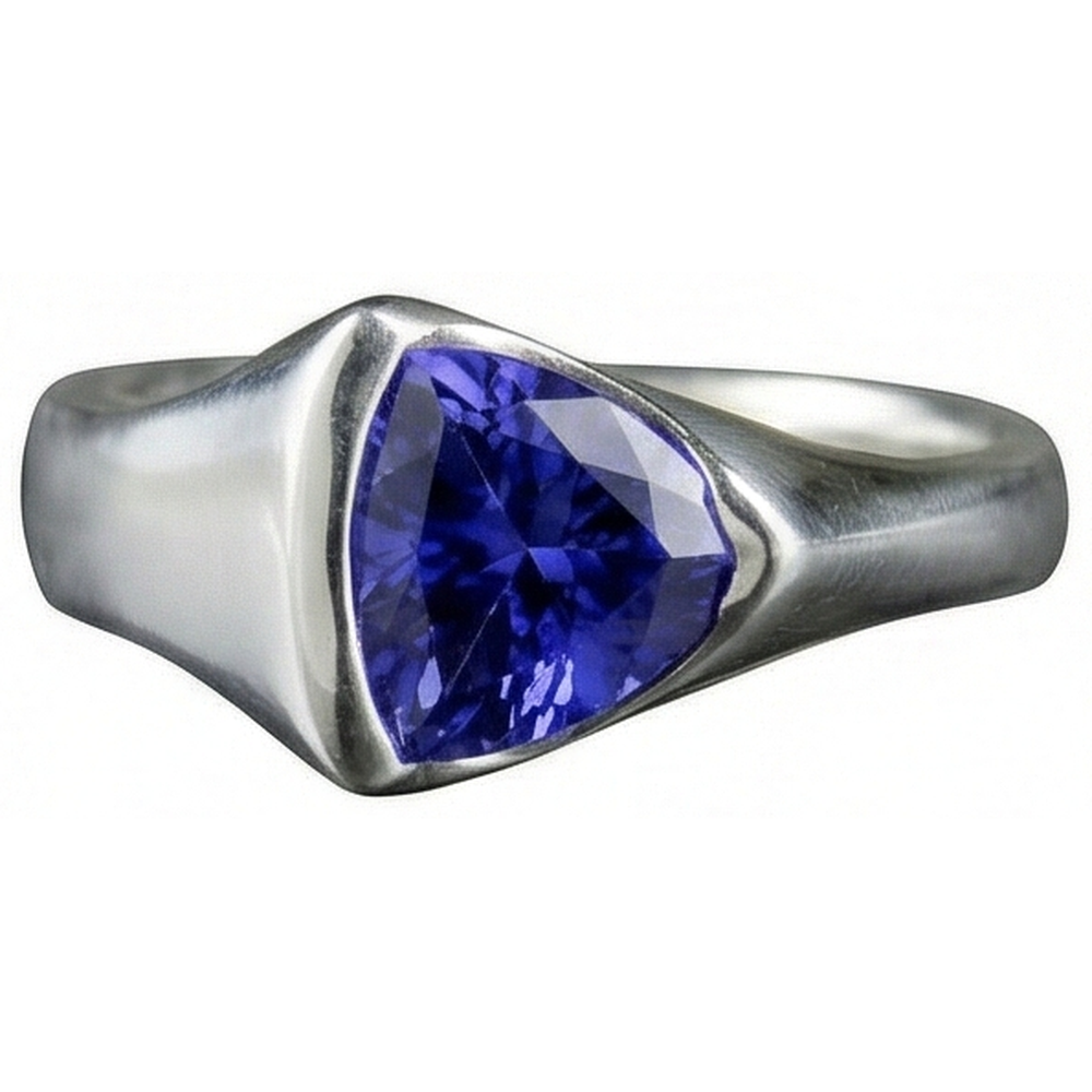 White Gold Trillion Tanzanite 1 Carat Solitaire Ring New