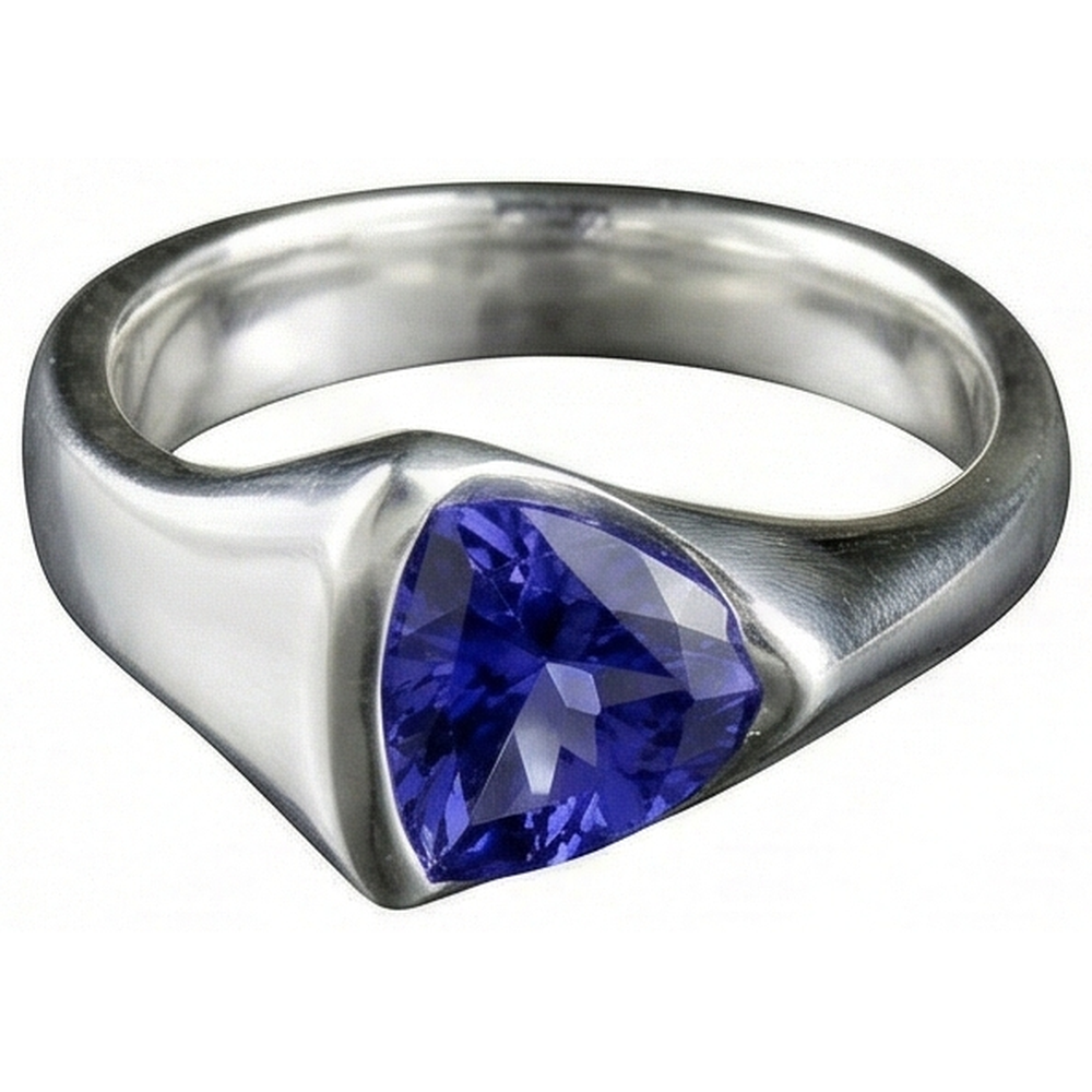 White Gold Trillion Tanzanite 1 Carat Solitaire Ring New