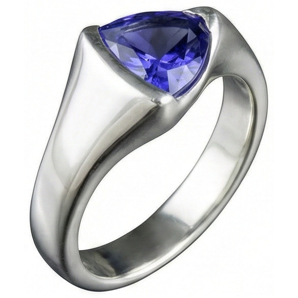 White Gold Trillion Tanzanite 1 Carat Solitaire Ring New