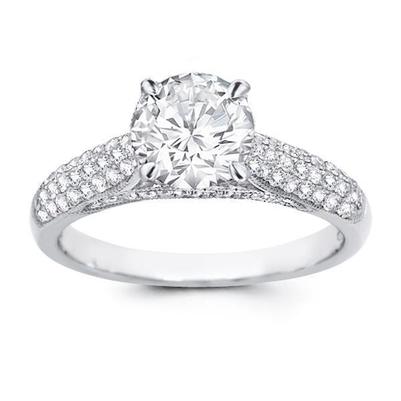 White Gold Vintage Style Sparkling 3.50 Carats Real Diamonds Ring