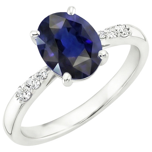 natural round sapphire 3.50ct ring side angle