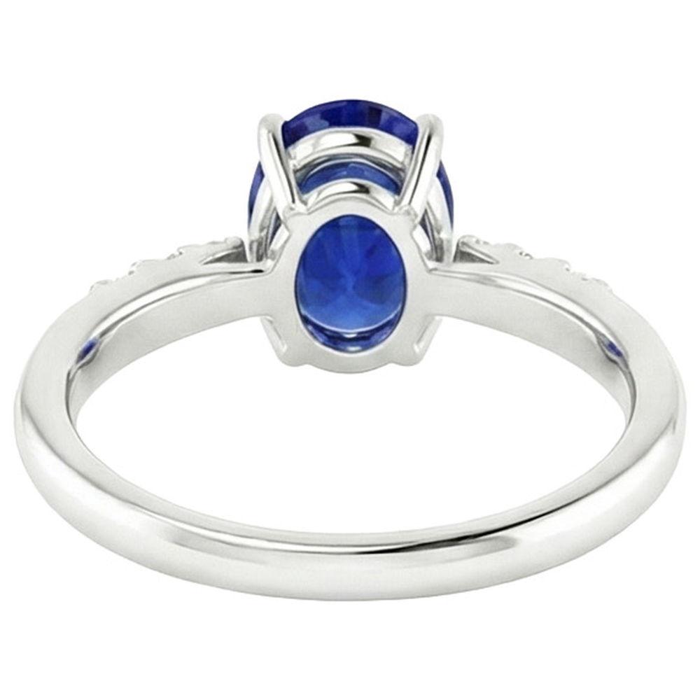 natural round sapphire 3.50ct ring top view