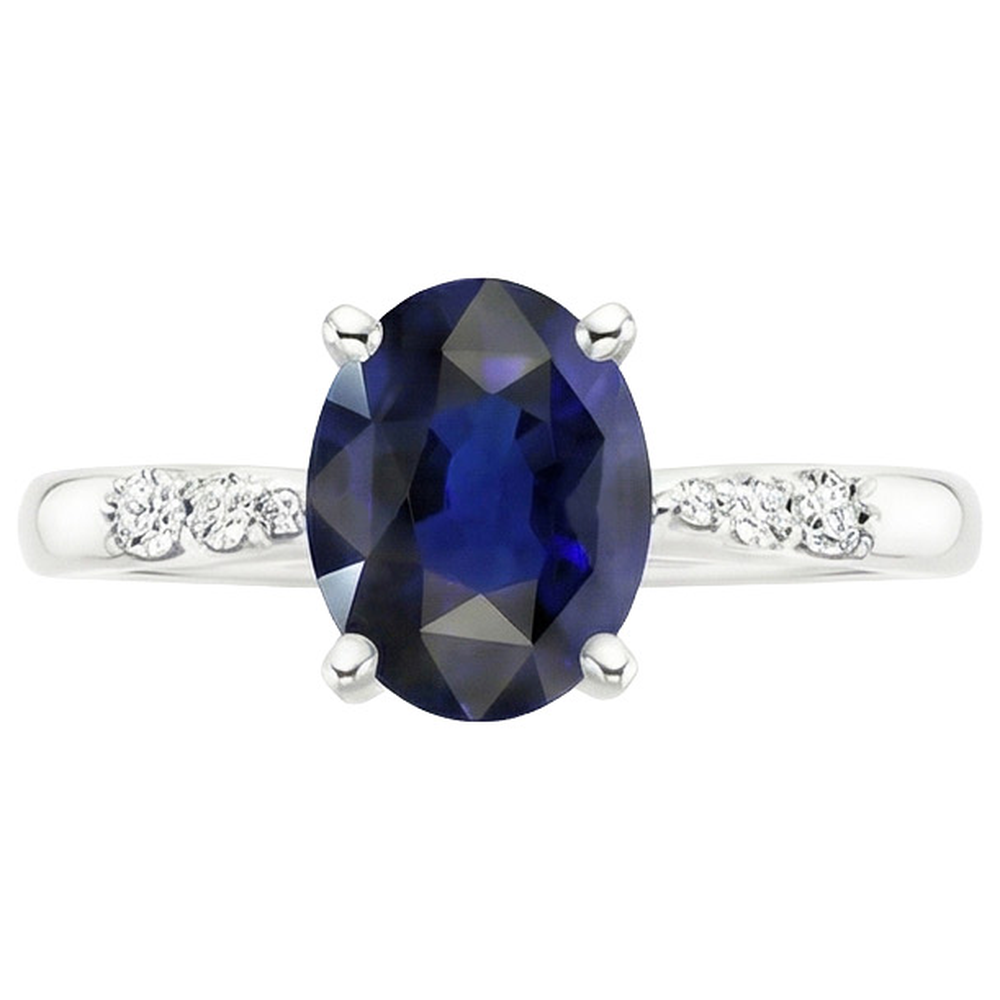 natural round sapphire 3.50ct ring on white background