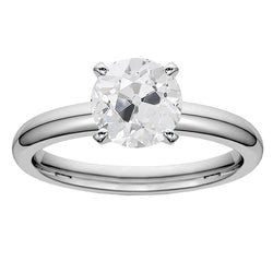 White Gold Women's Solitaire Old Cut Genuine Natural Earth Mined Diamond Ring 2.50 Carats