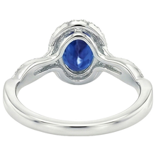 White Natural Earth Mined Diamond Halo Ring Blue Sapphire Twisted Shank 5 Carats