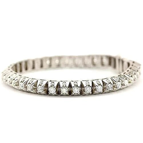 White Real Diamond Tennis Bracelet 6.35 Carats White Gold Jewelry 14K