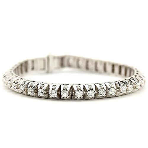 White Real Diamond Tennis Bracelet 6.35 Carats White Gold Jewelry 14K
