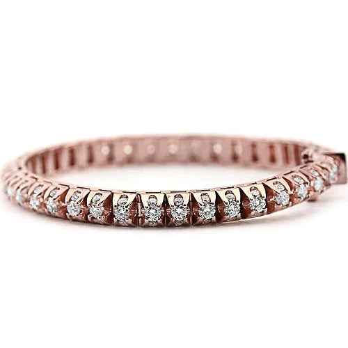 White Real Diamond Tennis Bracelet 6.35 Carats Women Rose Gold 14K