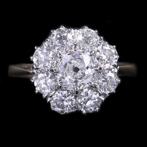 White Real Gold Cluster Engagement Ring