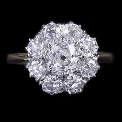 White Gold Cluster Engagement Ring Natural Earth Mined Diamond