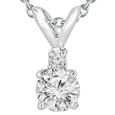 White Round Natural Diamond Pendant Necklace 2.25 Carat White Gold 14K