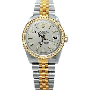 White Stick Dial Diamond Bezel Datejust Rolex Men's Watch Jubilee QUICK SET
