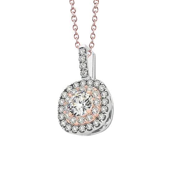 White and Rose Gold Round Real Diamond Without Chain Pendant 1.25 Carats Necklace New