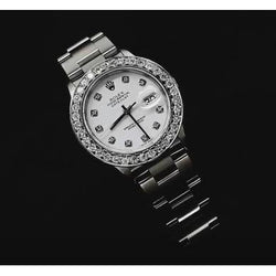 White Dial Custom Natural Earth Mined Diamond Big Bezel Rolex Dj Watch Stainless Steel