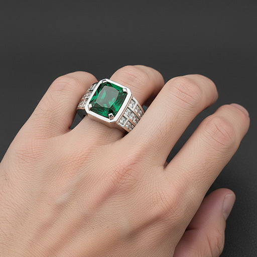 Brilliant Colombian Emerald Mens Ring 11.00 ct – angle view