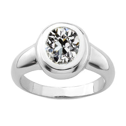 Earth-Mined Bezel-Set Fine Diamond Solitaire Engagement Ring 3 ct