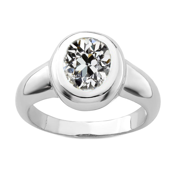 Earth-Mined Fine Diamond Solitaire Engagement Ring 3 ct 14K White Gold – main view