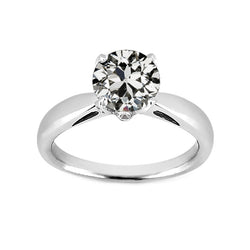 Antique Cushion Diamond Solitaire Ring 2 ct – 14K White Gold