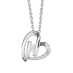 Antique Cushion Fine Diamond Drop Pendant in 14K White Gold