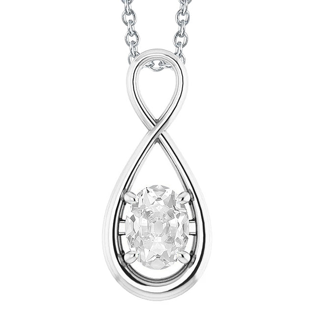 Brilliant Diamond Old Mine Cut Pendant in 14K White Gold – main view