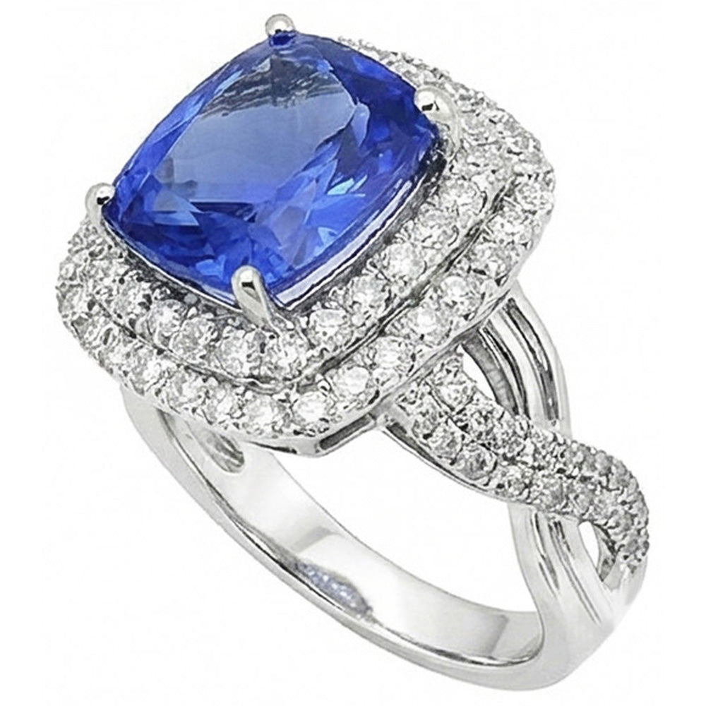natural round sapphire 4.50ct ring close up detail