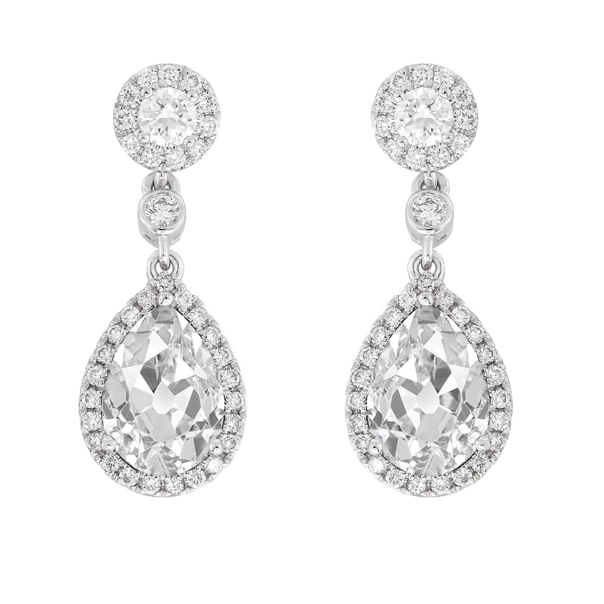 Fine Diamond Antique Cushion Stud Earrings in 14 Karat White Gold – main view