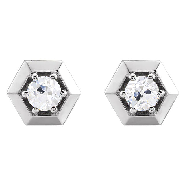 Natural Fine Diamond Stud Earrings 1 ct 14K White Gold – main view