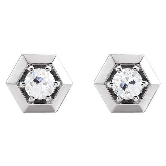 Natural Fine Diamond Stud Earrings 1 ct 14K White Gold – main view