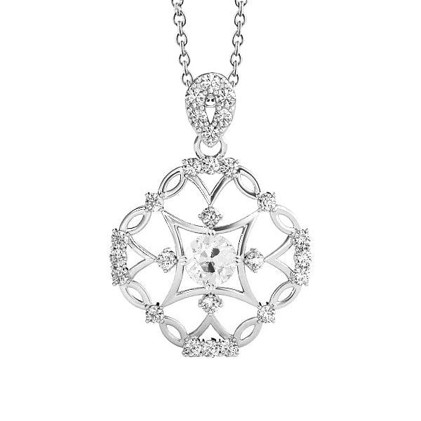 Antique Cushion Brilliant Diamond ring in 14K White Gold – main view