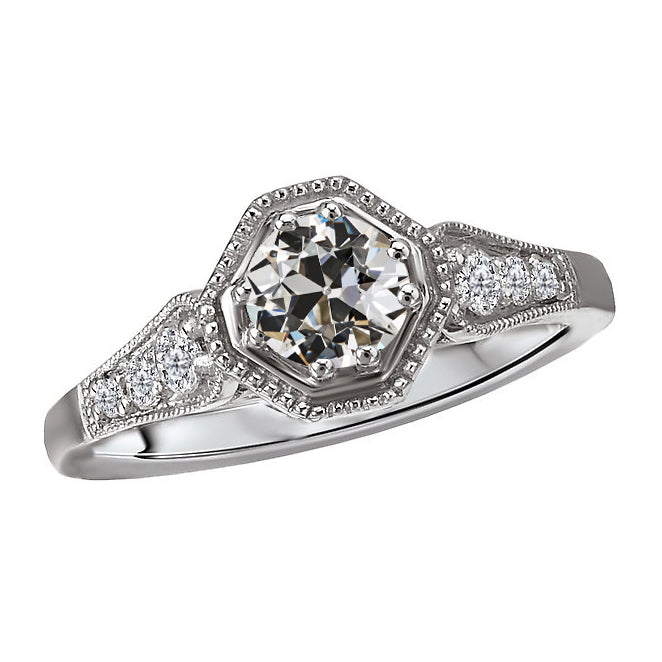 Accent Solitaire Ring 14K White Gold with Brilliant Diamond – main view
